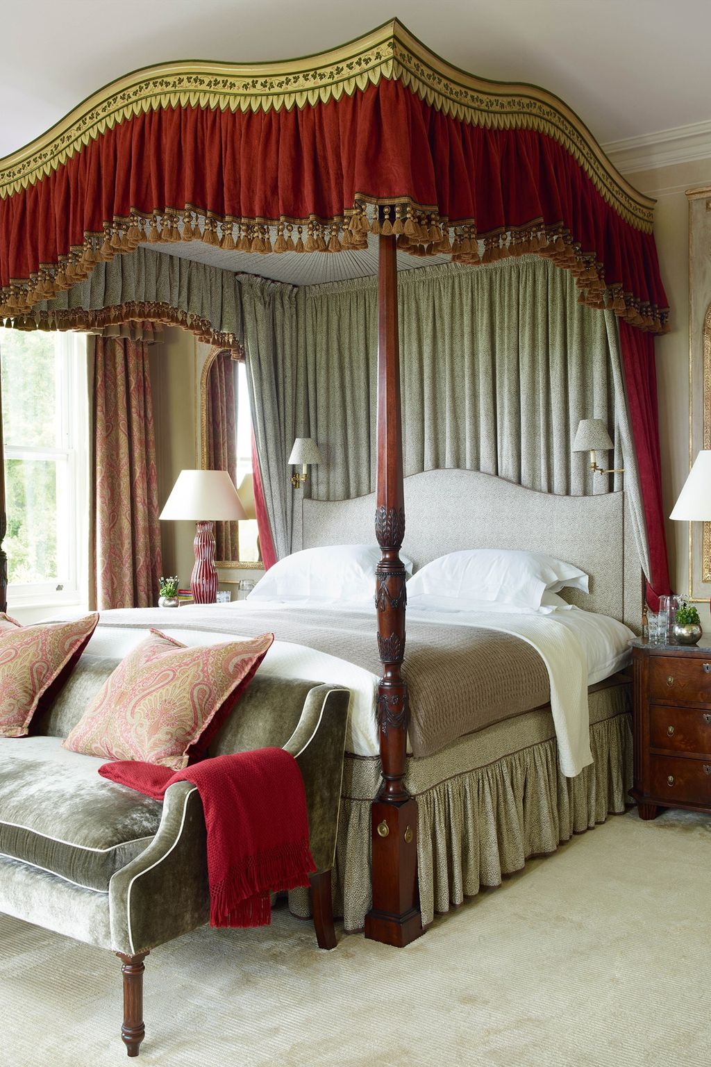 Image may contain Lamp Table Lamp Furniture Room Indoors Bedroom Interior Design Living Room Home Decor and Bed