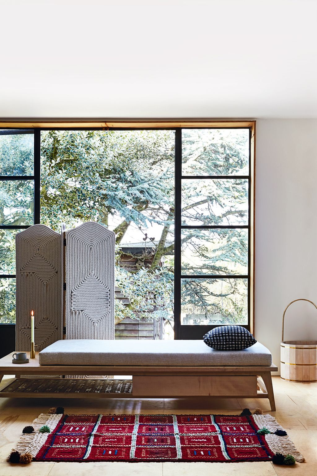 FLOOR   •Woven cotton rug by Idanela Martin 146 x 115cm 525 from Maison Numen.   FURNITURE   •Hardwood folding screen...