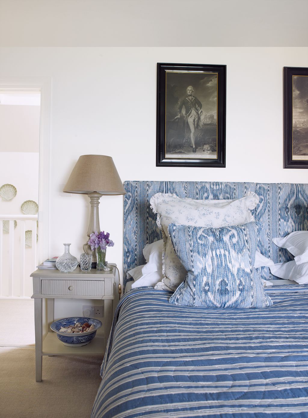 In the main bedroom the portrait of Lord Robert Manners is part of the owners' collection of nineteenthcentury    prints.