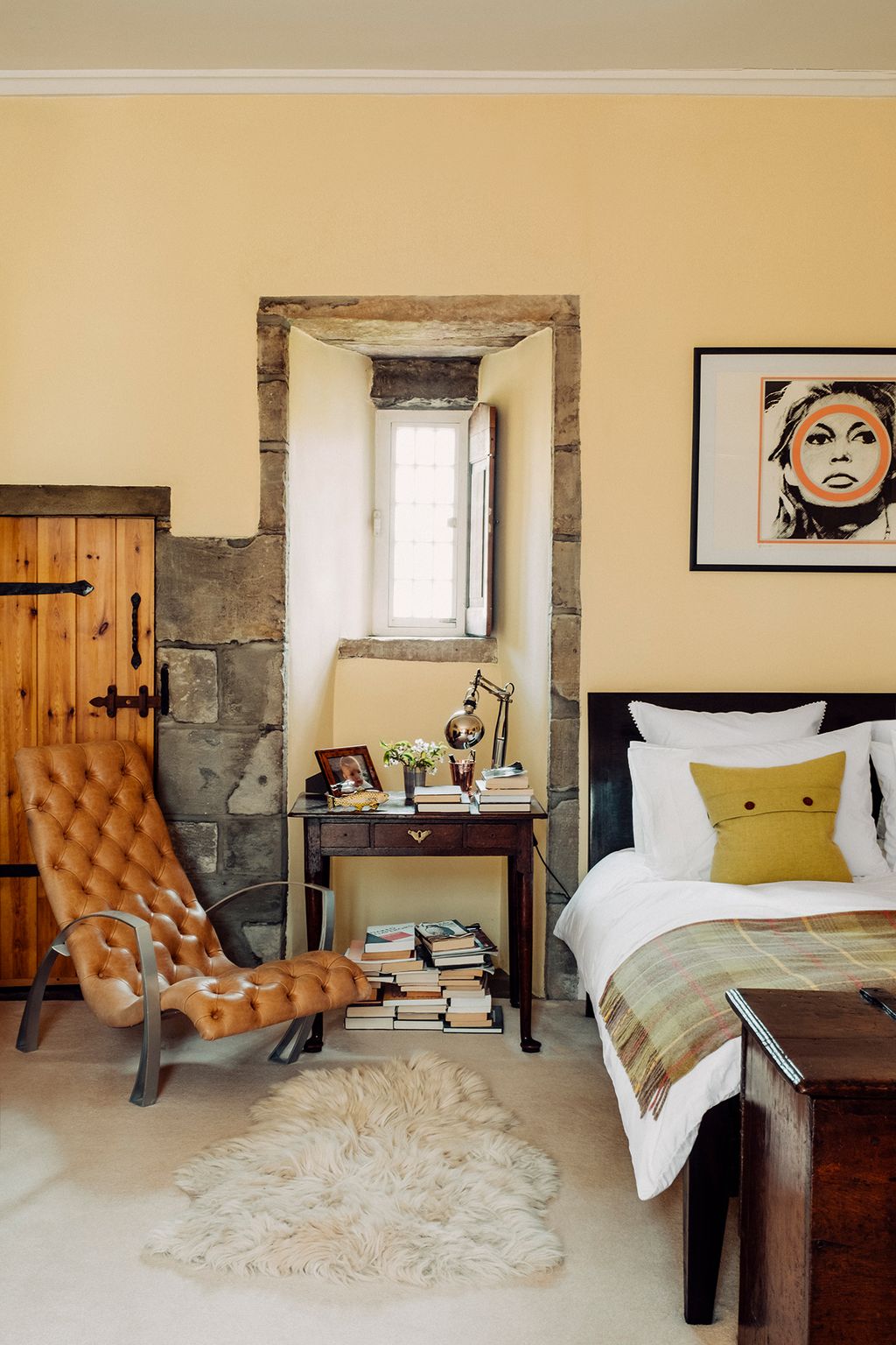 Image may contain Furniture Bed Room Indoors Bedroom Wood Interior Design Chair Living Room Rug and Flooring