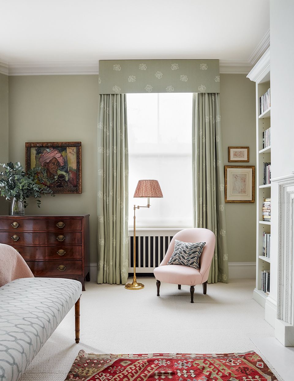 Image may contain Furniture Interior Design Indoors Room Living Room Bedroom Rug and Home Decor