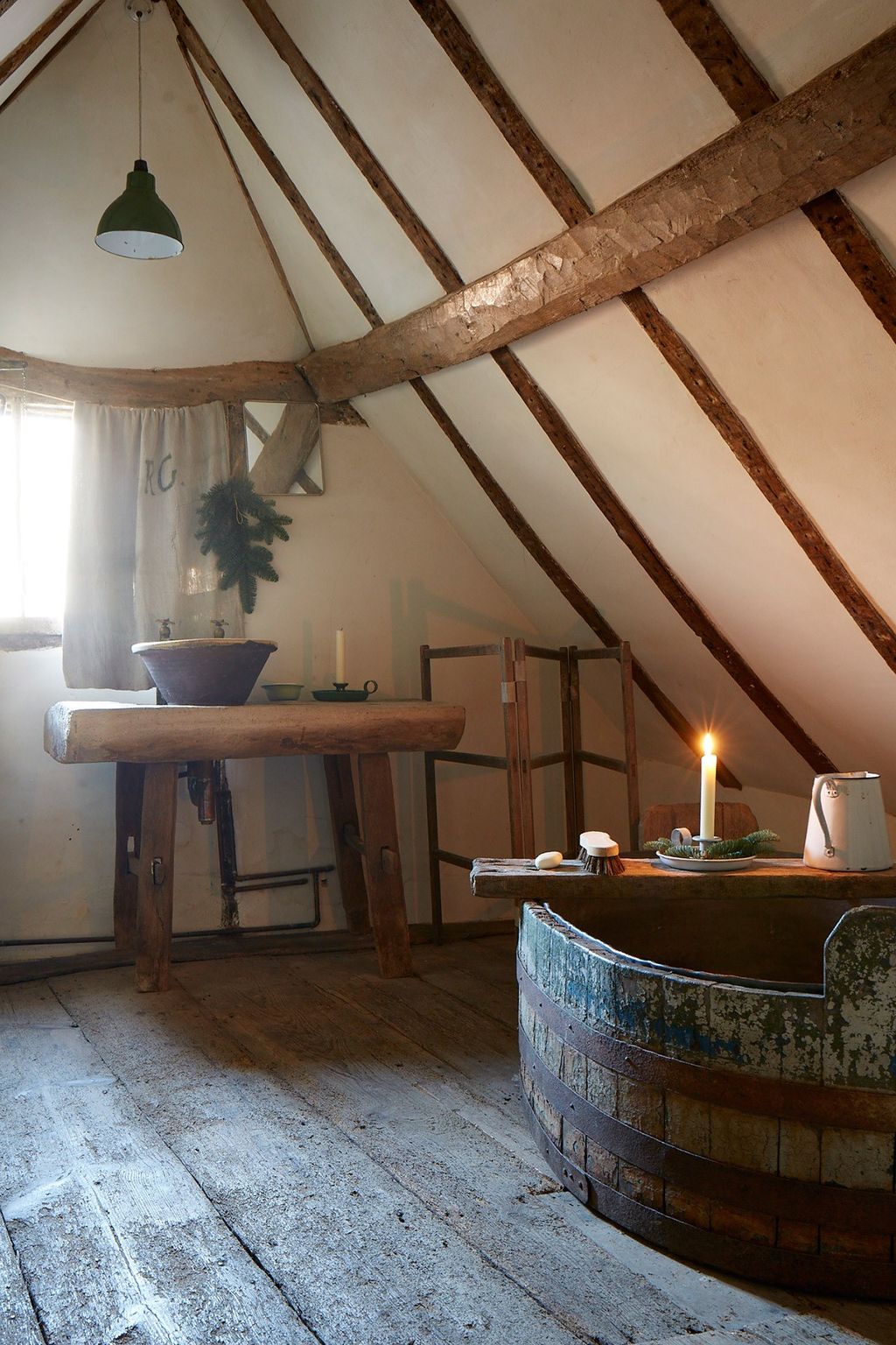 Image may contain Housing Building Wood Loft Flooring Indoors Hardwood Interior Design Attic Floor and Plywood