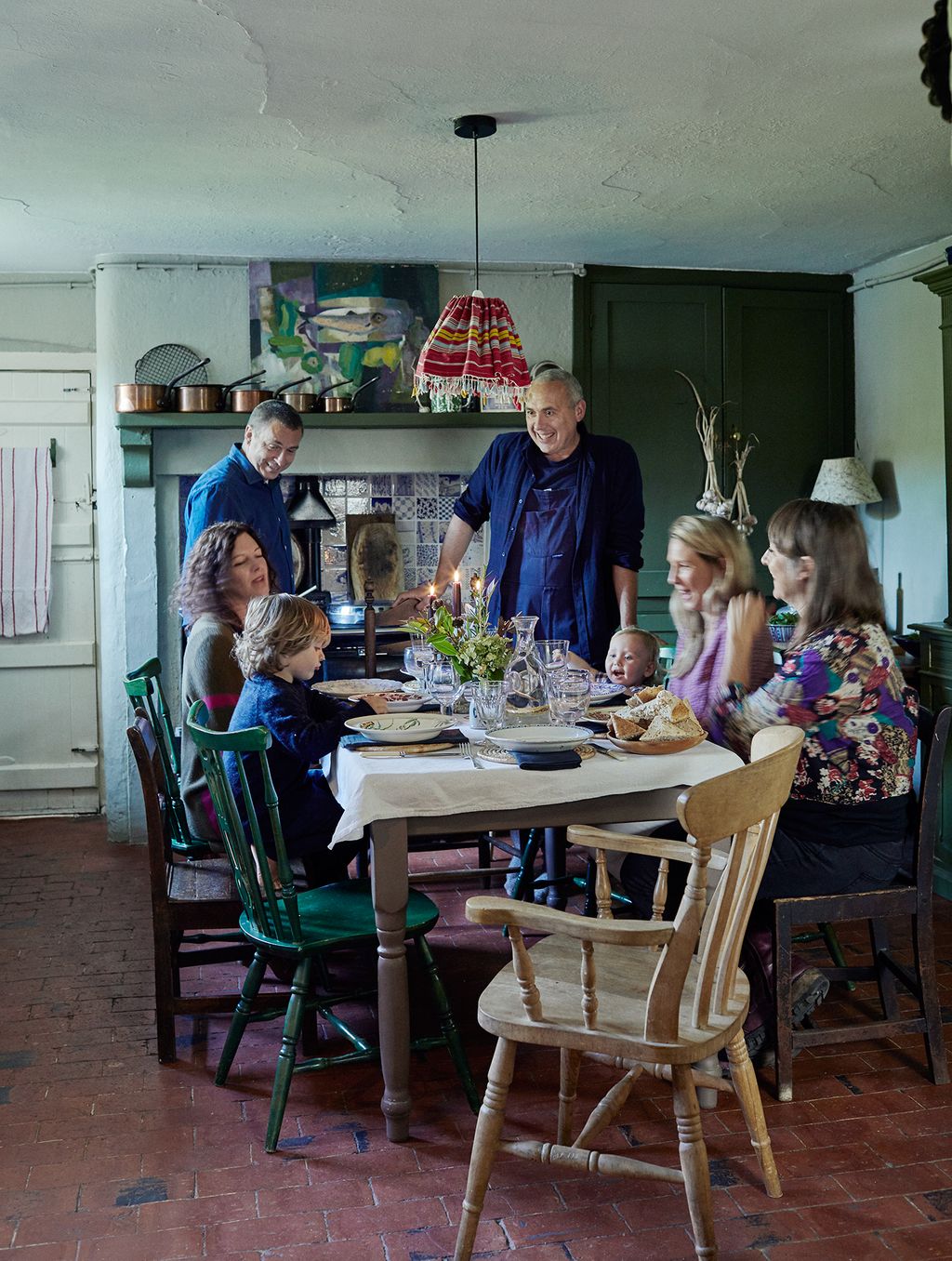Friends often stop by for informal lunches  seen here are Jo Sarah Katie Monty and Alana with Paulo and Ian