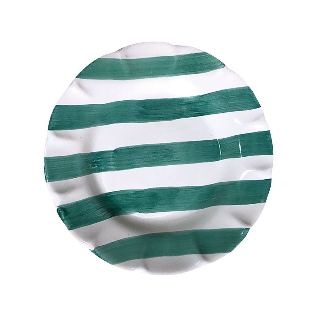 ‘Green Stripe Dinner Plate 13.50 from Popolo. buttongroup Shop now