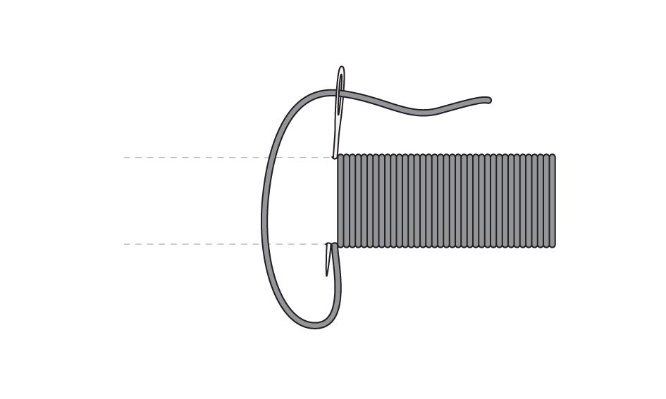 Bring your needle and thread up at the edge of the area to be covered and make a stitch straight over the area. Bring...