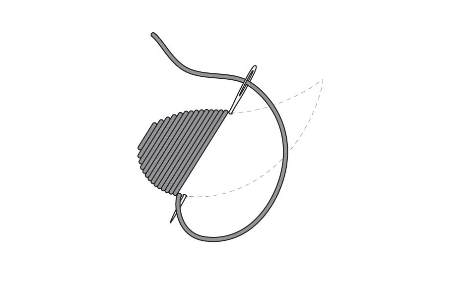 Here satin stitch is made with the stitches at an angle rather than straight across. It is often used for narrow leaves...