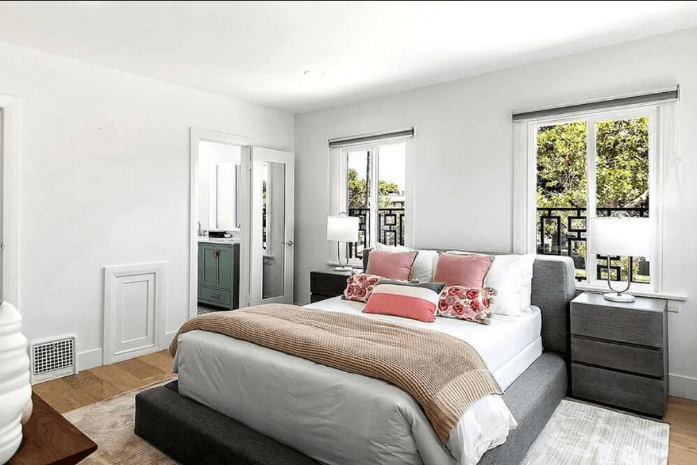 Image may contain Furniture Room Bedroom Indoors Cushion Pillow and Rug