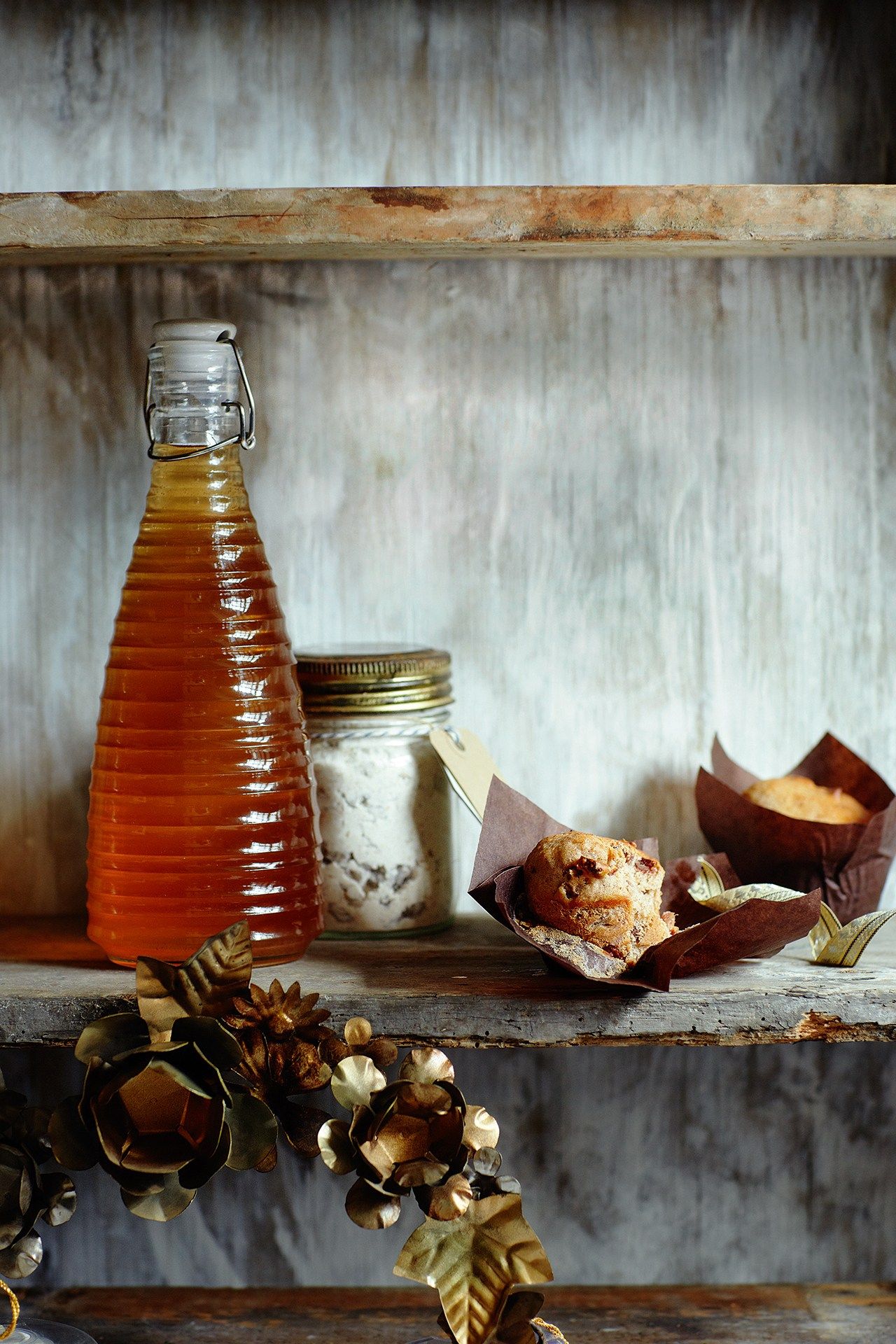 Pecan date and cinnamon muffin mix with pear and star anise vodka