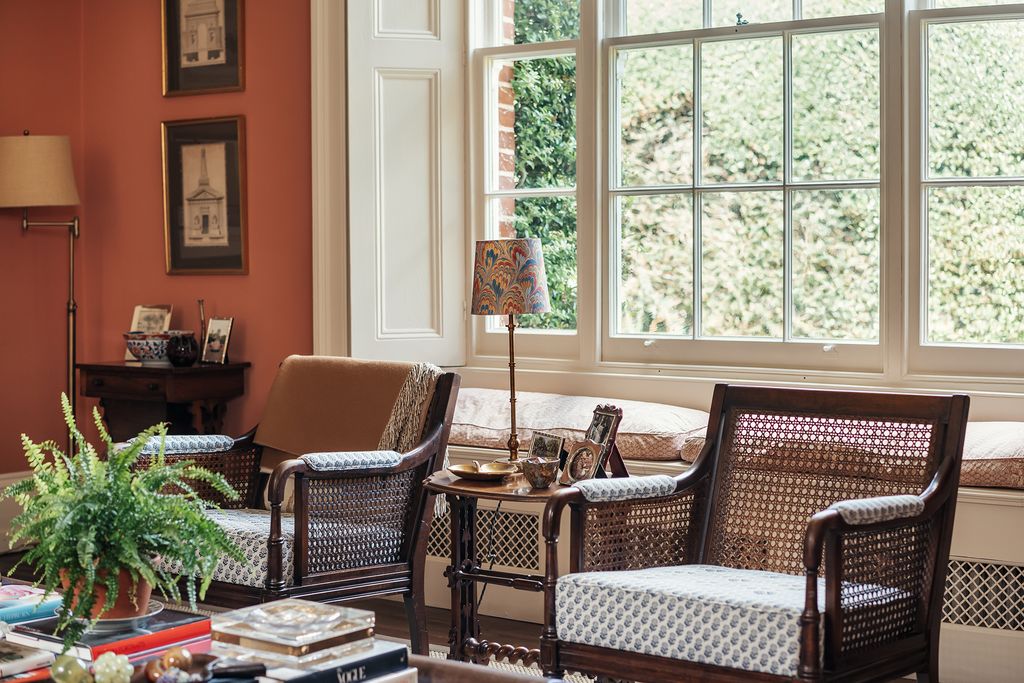 Louise bought these two cane chairs for 250 from a flea market in LA. They were upholstered in leather while the couple...