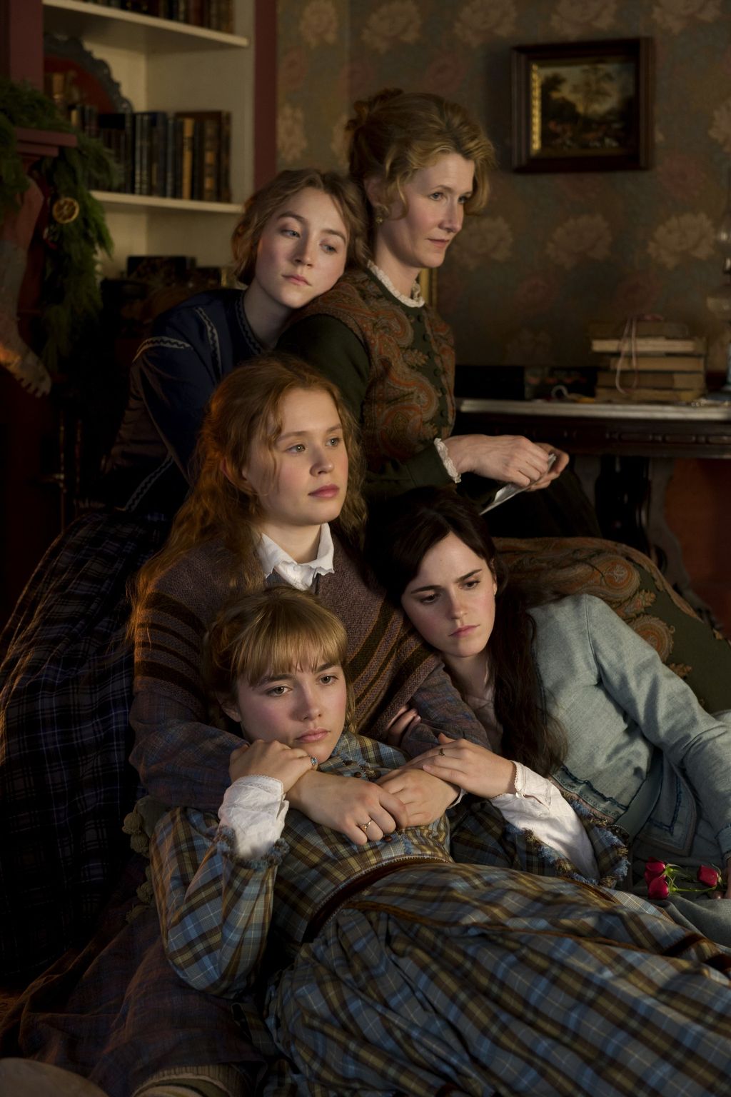 Image may contain Eliza Scanlen Furniture Couch Laura Dern Human Person Emma Watson Saoirse Ronan and Clothing