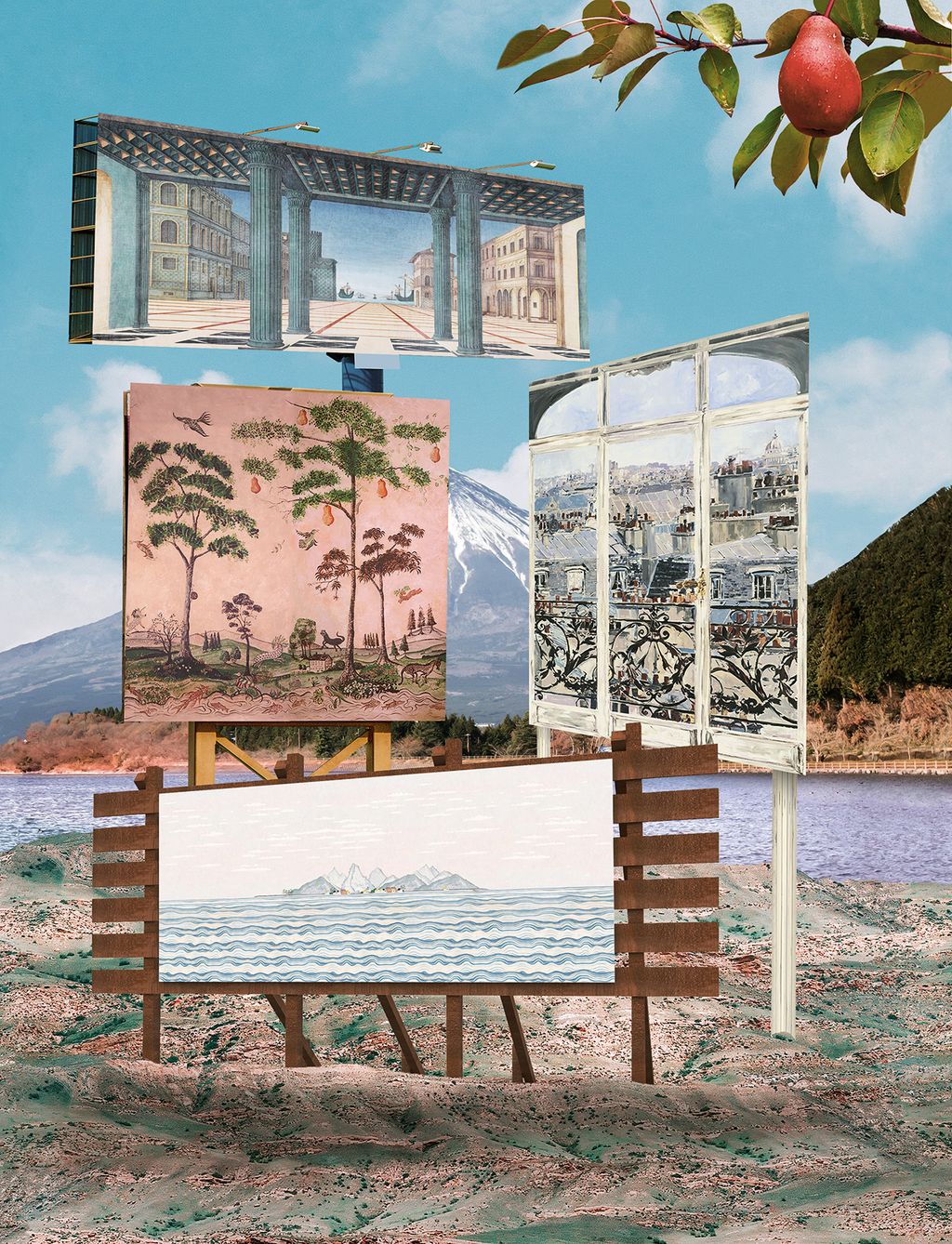 From top      ‘Brunelleschi Perspective 360.85 for a 225 x 90cm panel  from Iksel Decorative Arts.   ‘Mythical Land 378...