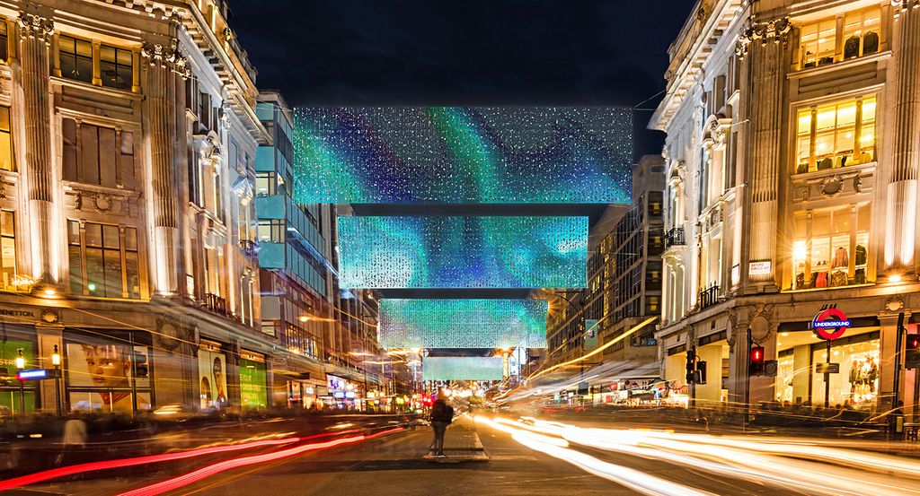 Gone are the silver and purple baubleshaped lights that have given Oxford Street a cheery glow for the past few years...