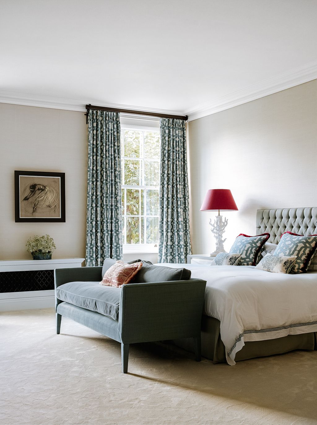 Image may contain Room Bedroom Indoors Furniture Living Room Interior Design Cushion and Rug