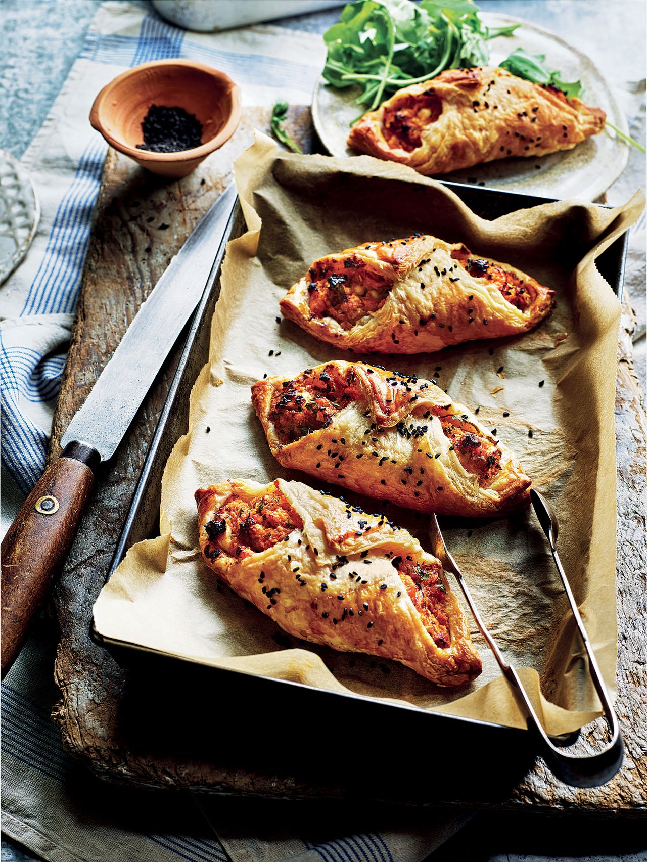 Butternut squash feta and chilli puff pastry rolls recipe