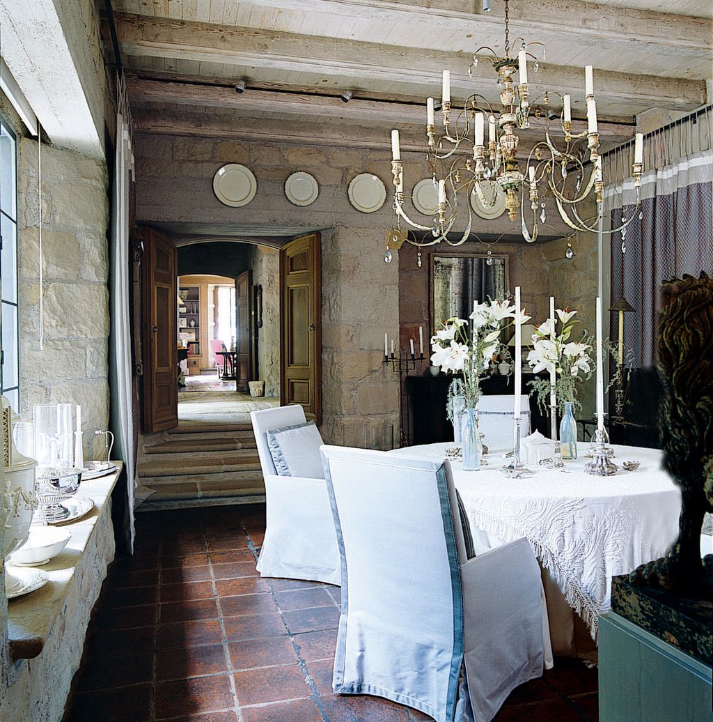 From the dining room there is a view across the hall to the drawing room.