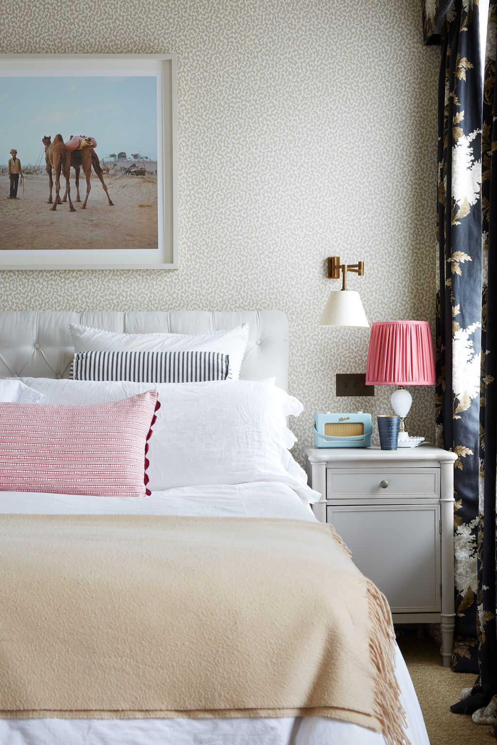 Image may contain Furniture Bed Indoors Room Bedroom Human Person Animal Mammal Horse Lamp and Table Lamp