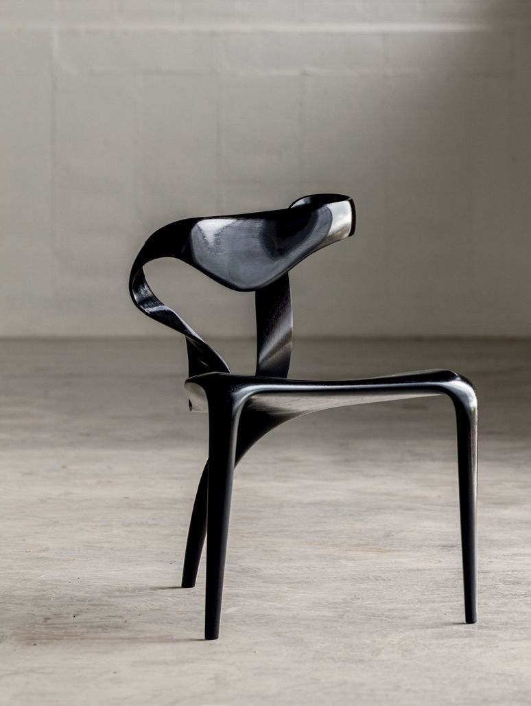 An ‘Enignum chair made from ebonised walnut two dozen were commissioned by the Duke and Duchess of Devonshire for the...