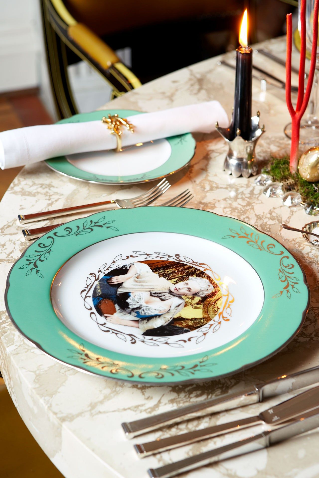 Image may contain Cutlery Fork Food Meal Dish Candle Home Decor Pottery and Furniture