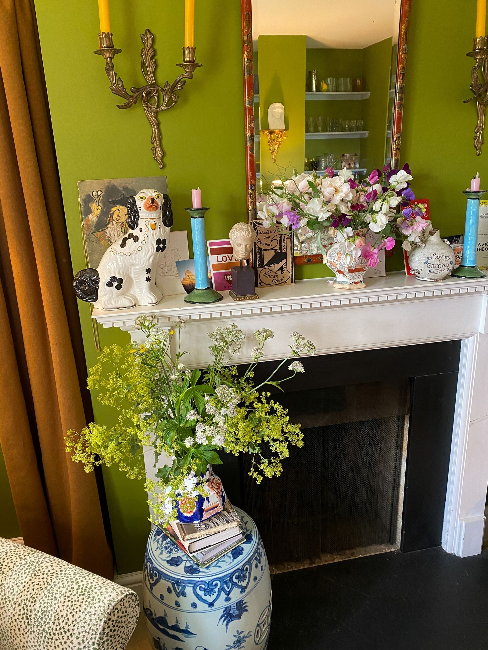 The living room at the author's country home