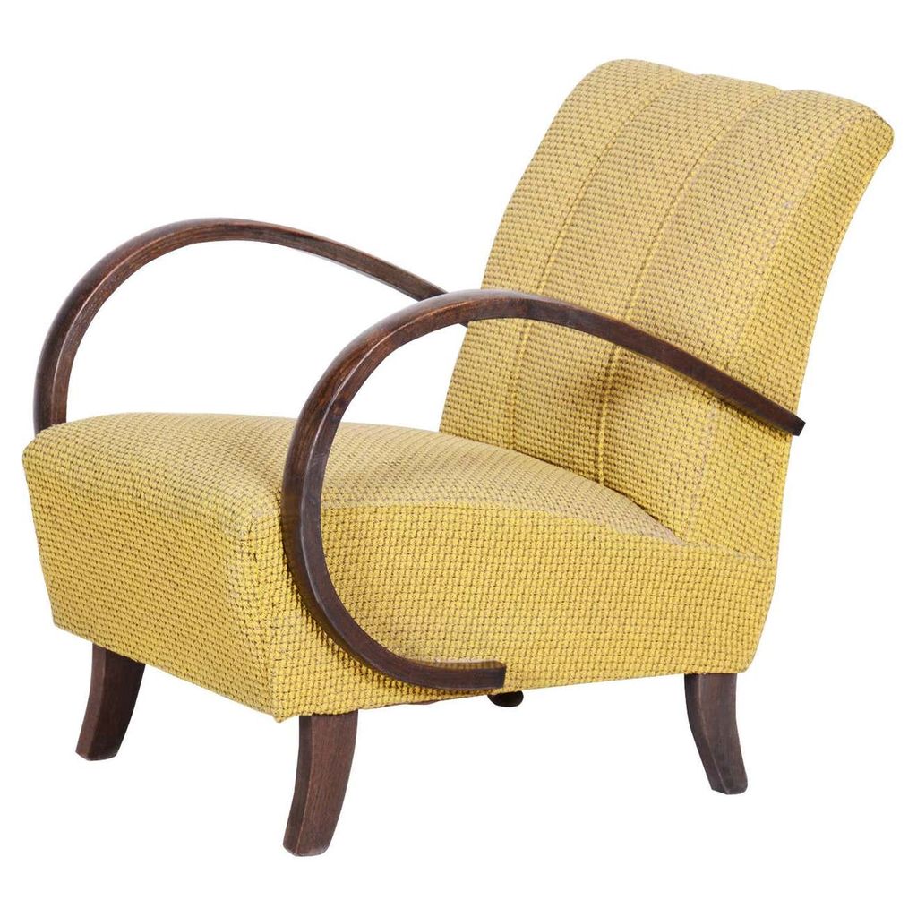 Yellow Czech Art Deco beech armchairs 1930s by Jindrich Halabala 610.62 from 1st Dibs.  buttongroup Shop now