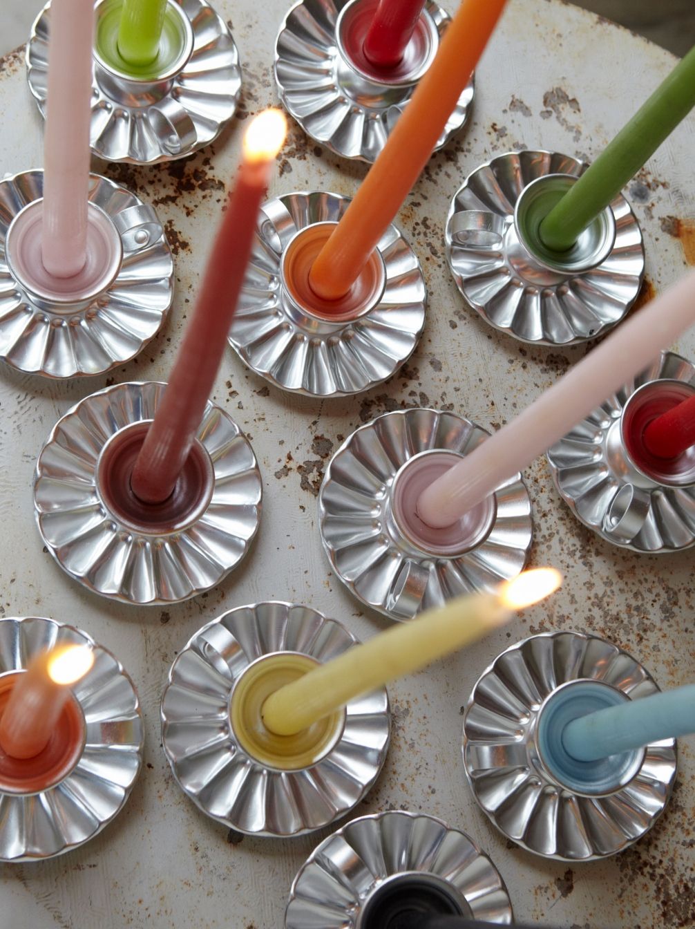 Italian Aluminium Candlestick 7 from ReFound Objects.  buttongroup  SHOP NOW