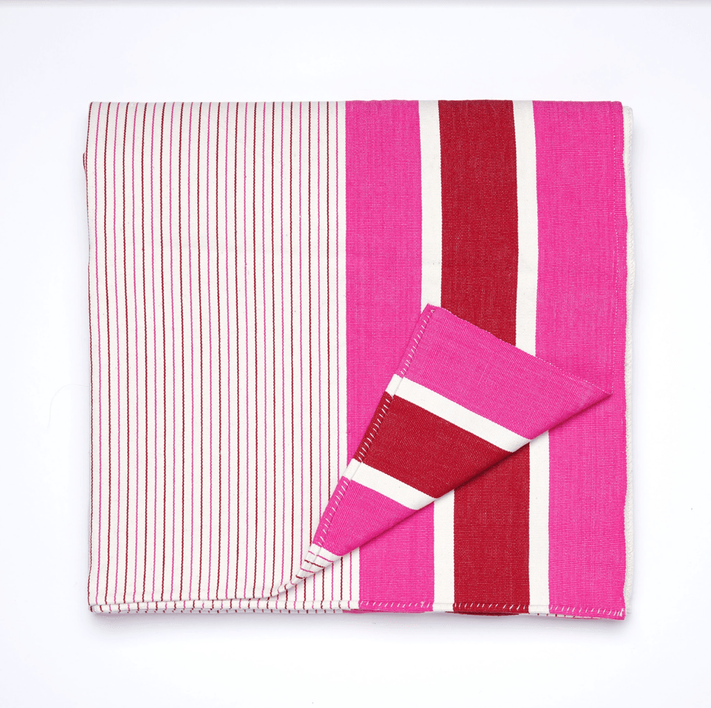 Pedal Loom Woven Tablecloth pink and cream stripe 195 from Montes and Clark.  buttongroup  Shop now