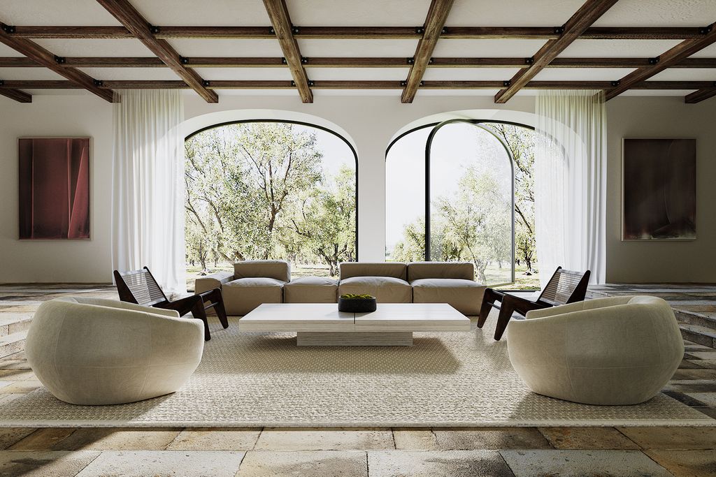 Image may contain Furniture Flooring Living Room Room Indoors Couch Table Interior Design Floor and Coffee Table