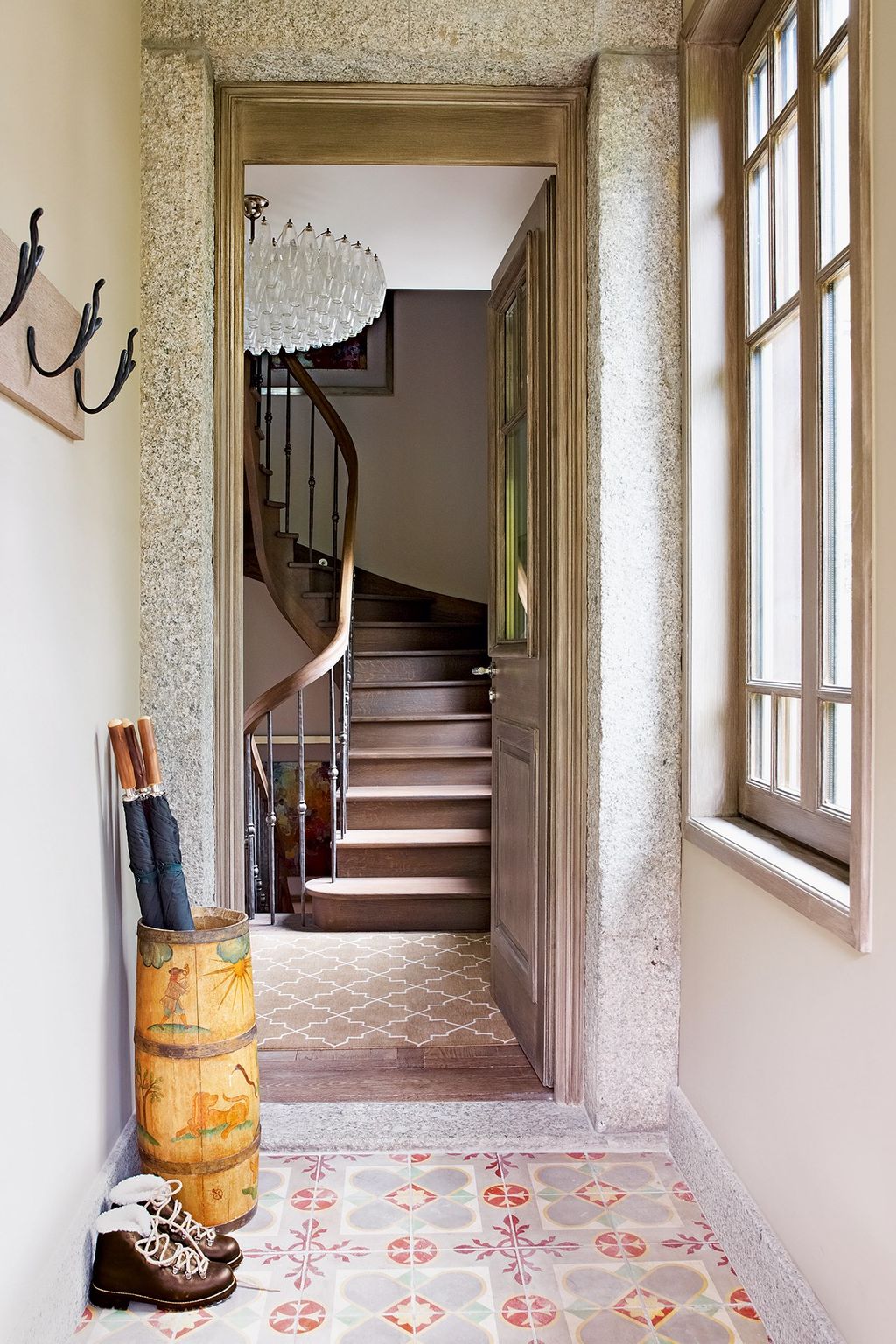 Image may contain Interior Design Indoors Staircase Banister Handrail and Wood