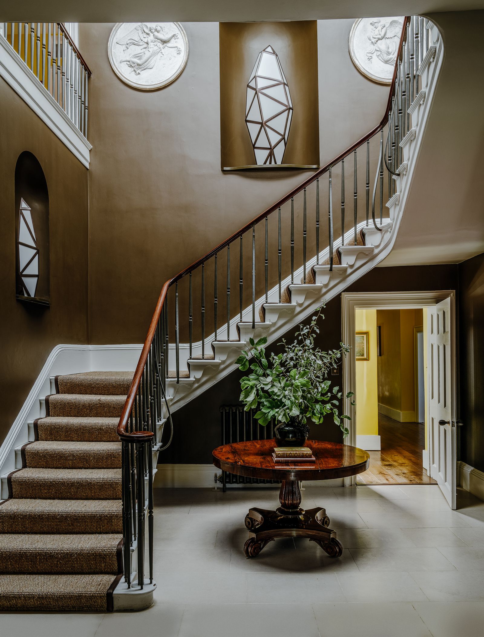 Image may contain Staircase Interior Design Indoors Living Room and Room