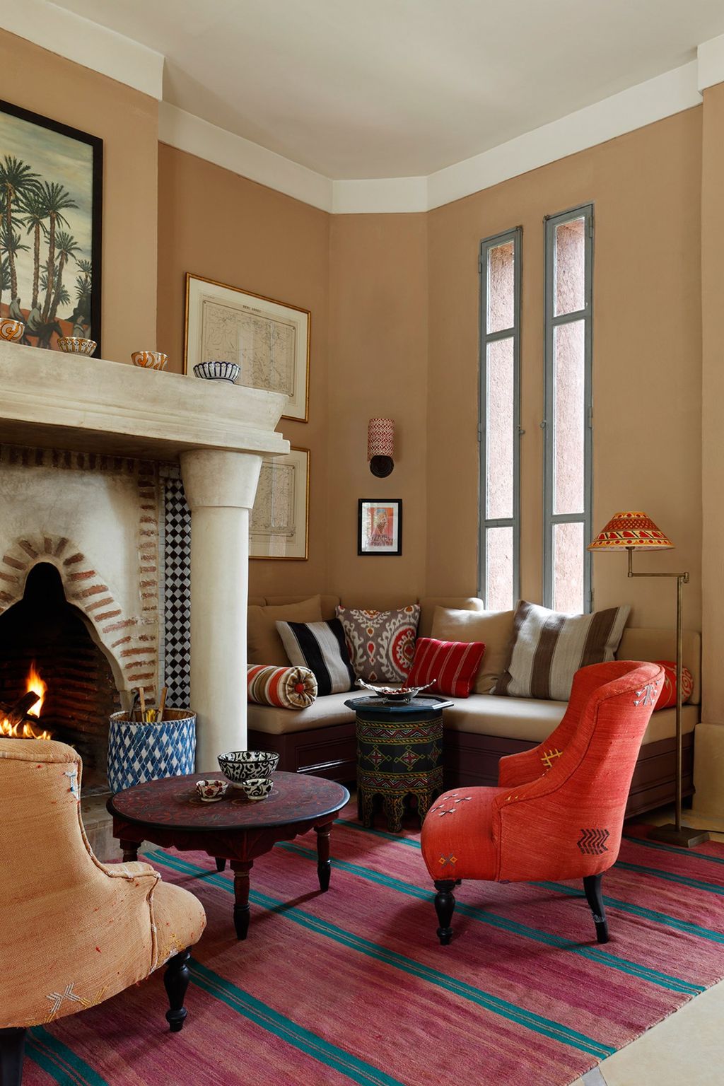 Living Room Fireplace Moroccan House | Real Homes