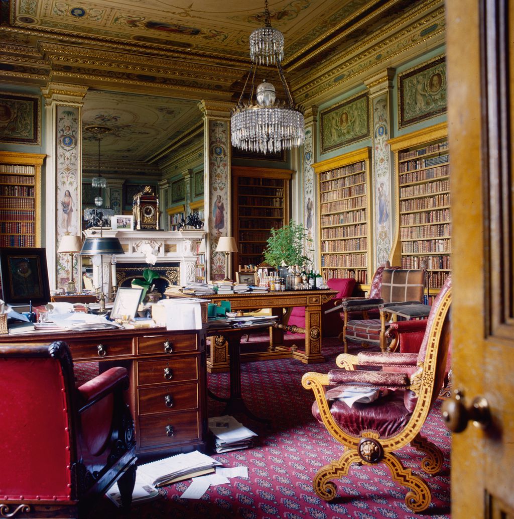 The Lower Library as it was for the 11th Duke of Devonshire whose daily use of this room and his preference shows a...