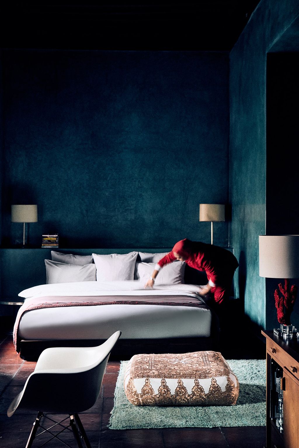 Teal Bedroom | Vanessa Branson's Marrakech Hotel and London Home