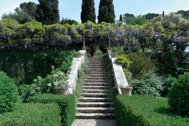 Image may contain: Garden, Arbour, Outdoors, and Staircase