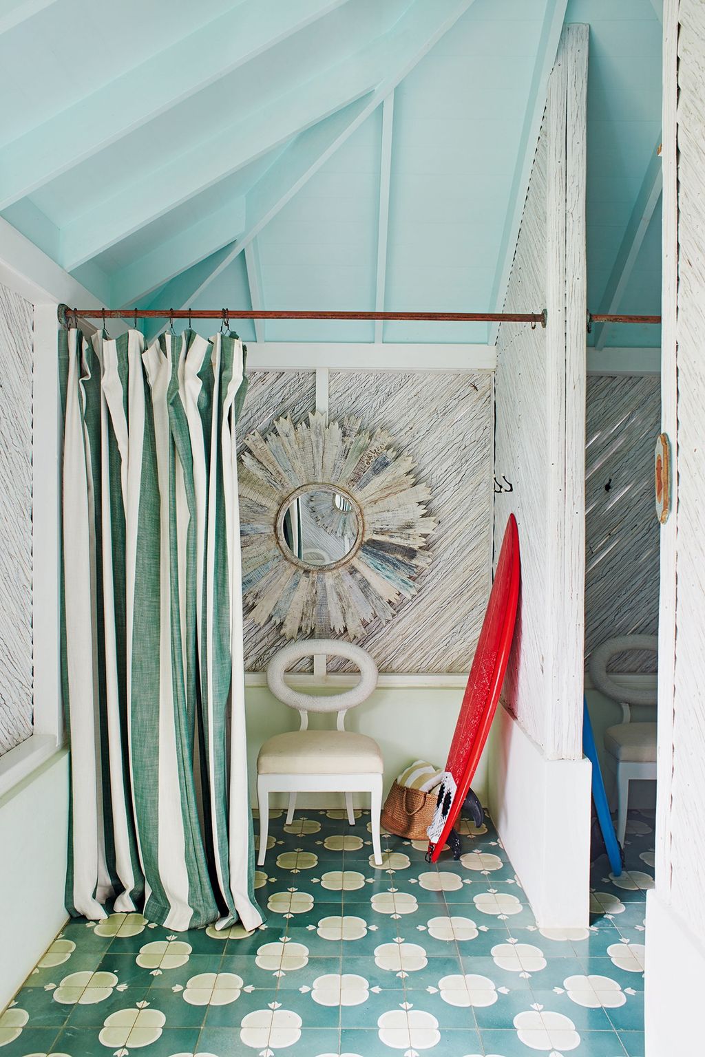 A changing room at the beach club.