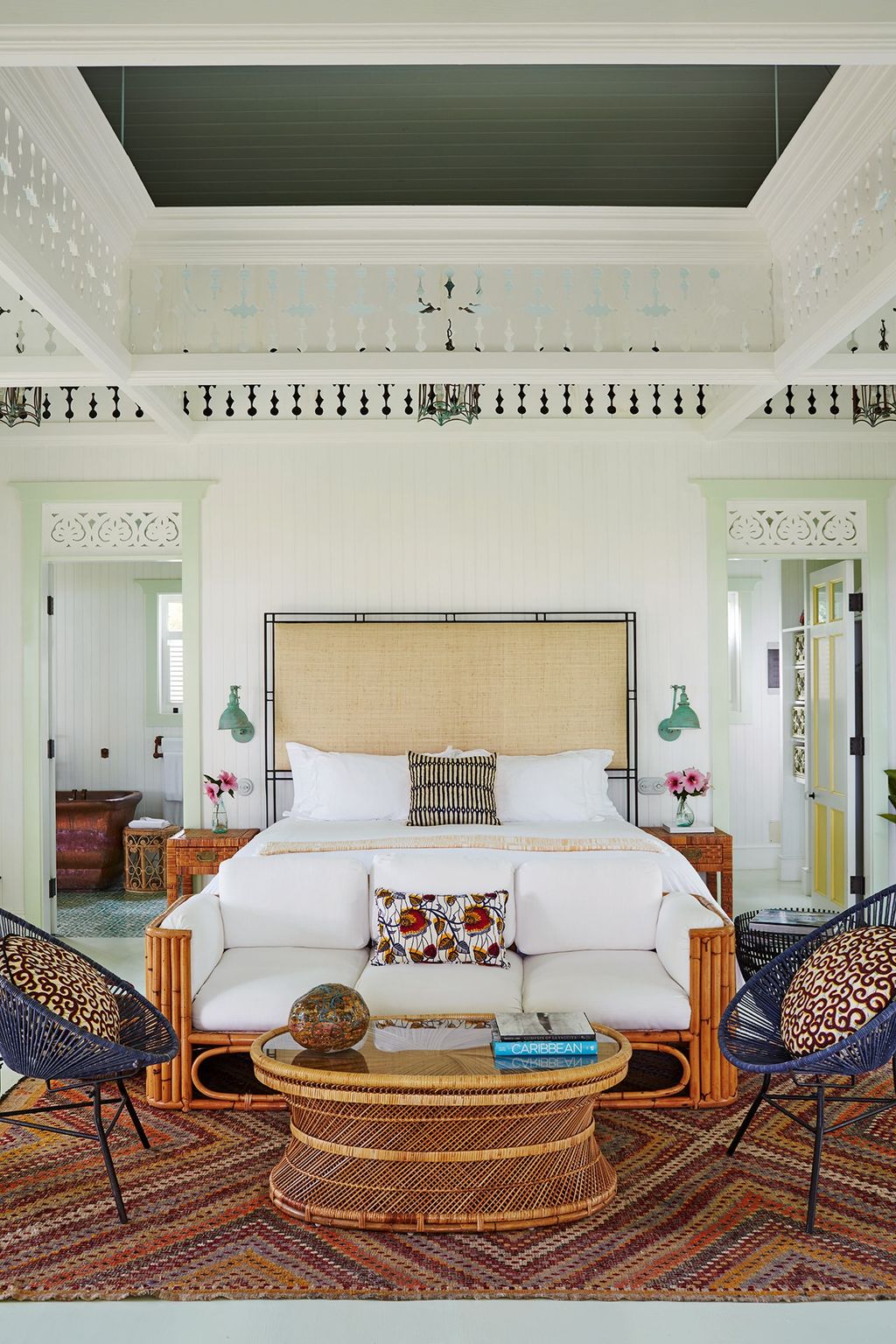 Every room in all of the nine residences and public areas is different and each is painted in what Celerie calls 'faded...