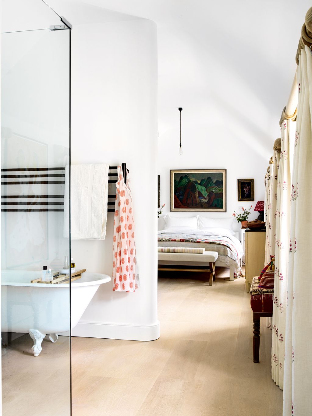 Image may contain Room Indoors Interior Design Furniture Bedroom and Flooring