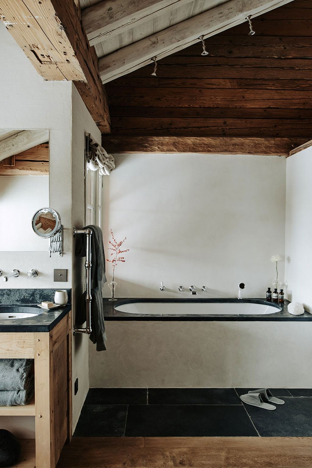 Chalet Bathroom  At Home Belgian Family Home  Alps Chalet | Real Homes