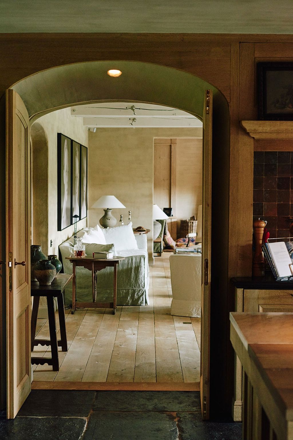 A view into the living room from the kitchen.