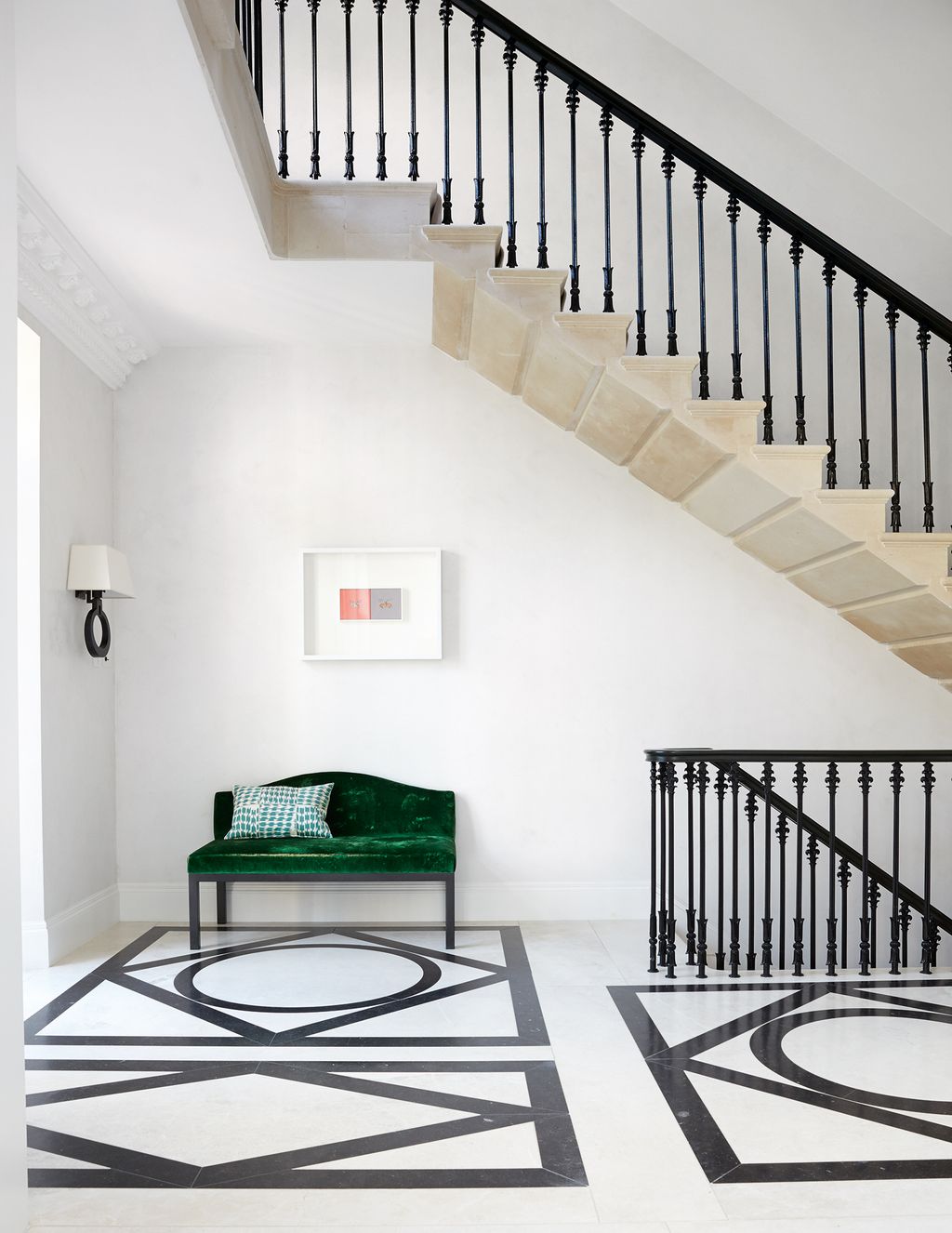 Image may contain Rug Staircase Banister Handrail Living Room Indoors Room and Railing