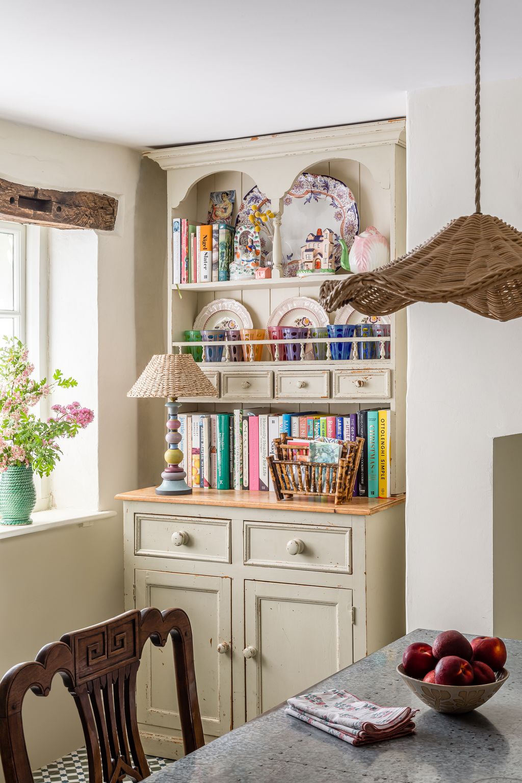 Katharine found the dresser at Northcote Road Antiques Market in Wandsworth. The pendant shade is Matilda Goad x Edit 58.