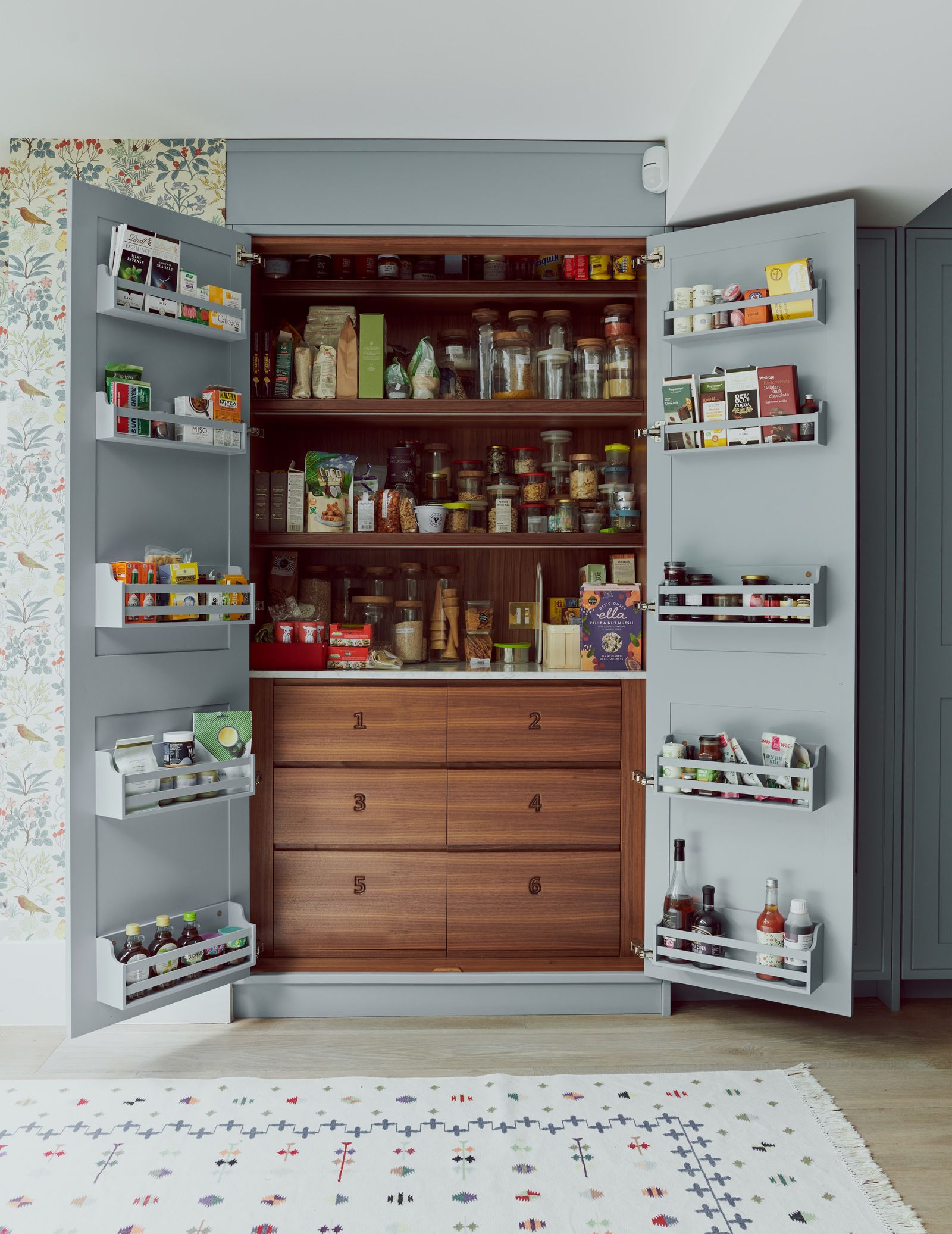 A pleasingly organised larder in interior designer Nina Litchfield's London house
