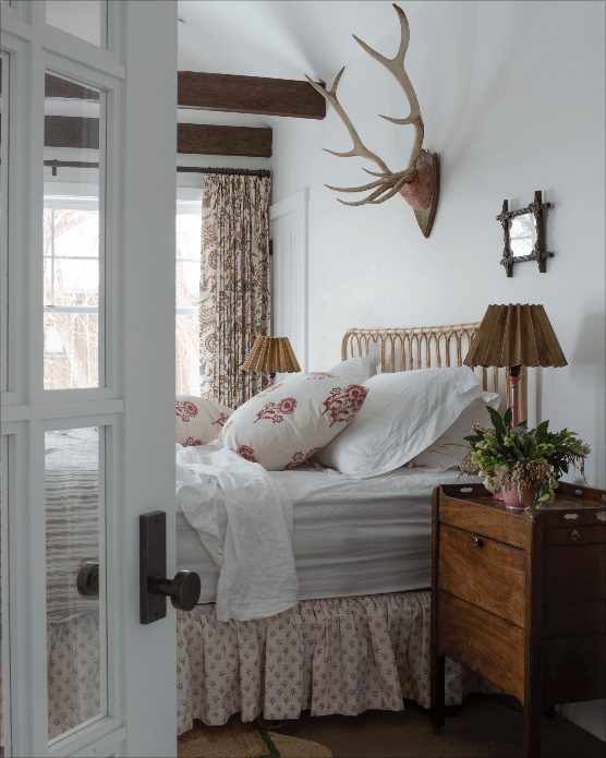 The curtains in Lisas master bedroom are Antoinette Poisson “Jaipur” fabric which Lisa and Emily bought together at Dco...
