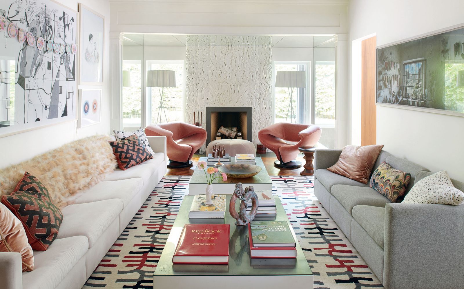 Image may contain Living Room Room Indoors Furniture Table Interior Design Couch Coffee Table Home Decor and Rug