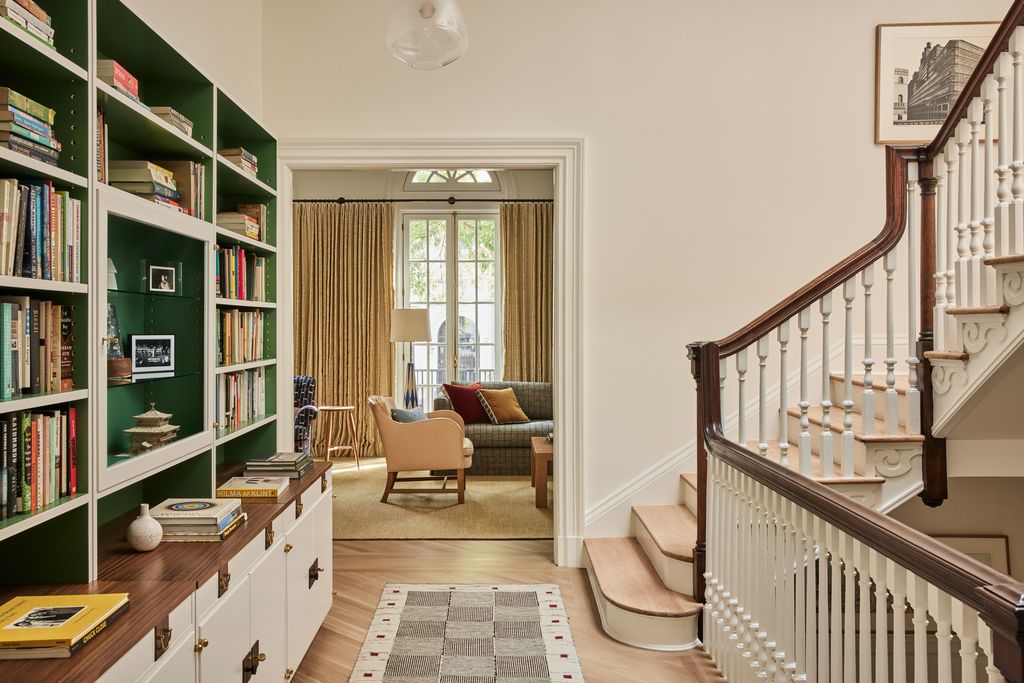 Furniture Shelf Banister Handrail Bookcase Living Room Room Indoors Interior Design and Wood