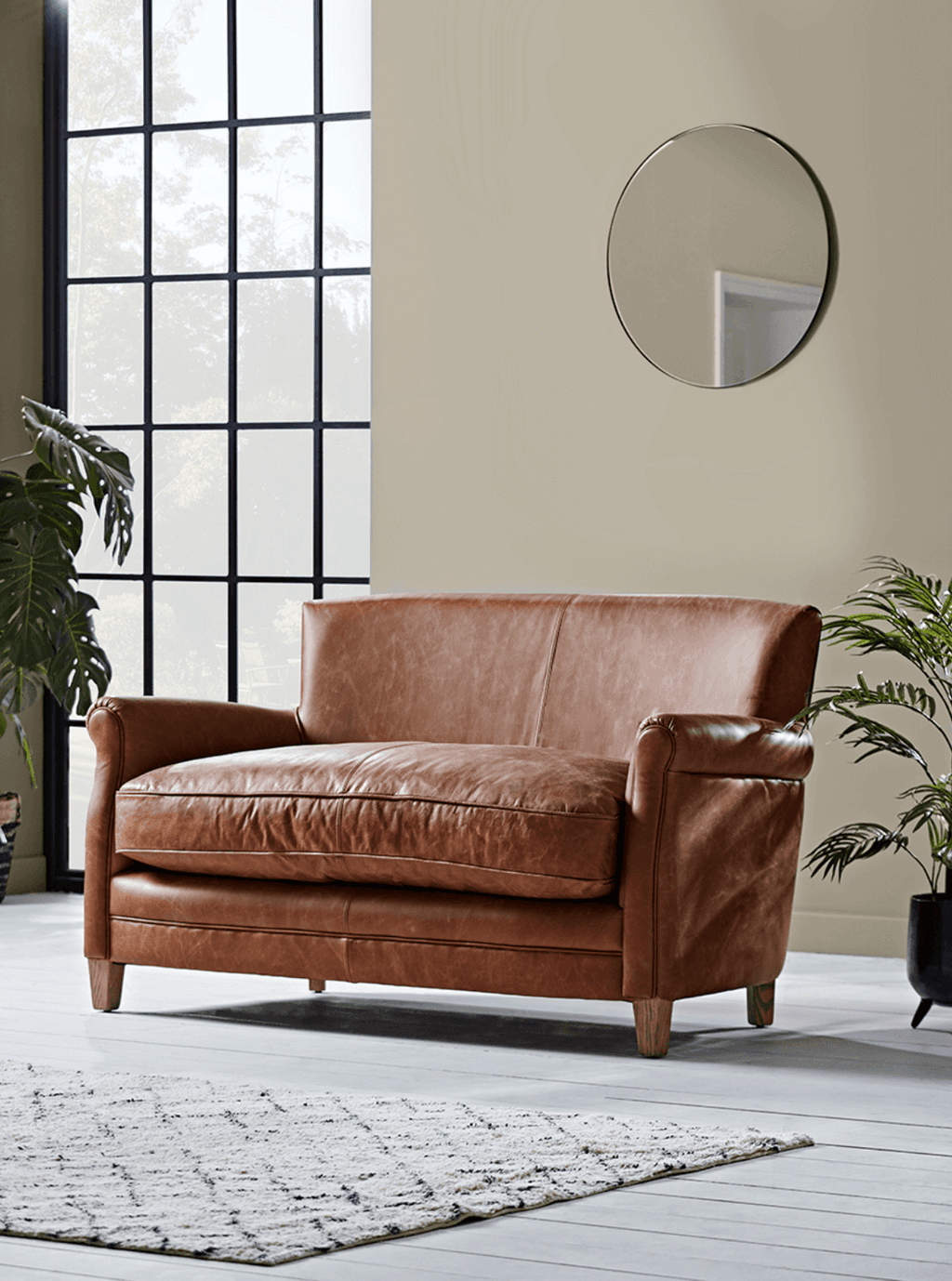 Brown leather sofa