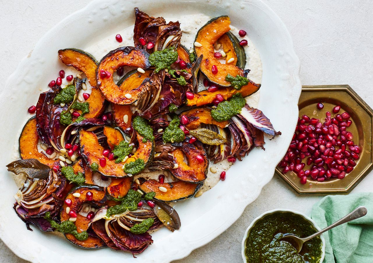 Image may contain Food Dish Meal Platter Plant Cutlery and Spoon