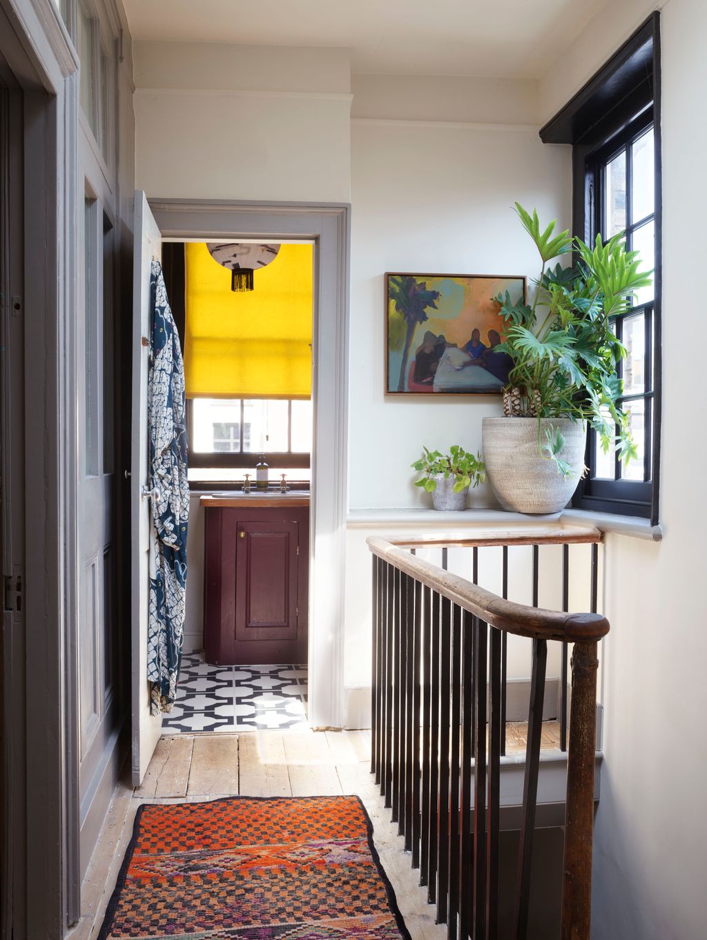 Image may contain Banister Handrail Flooring Interior Design Indoors Floor and Rug