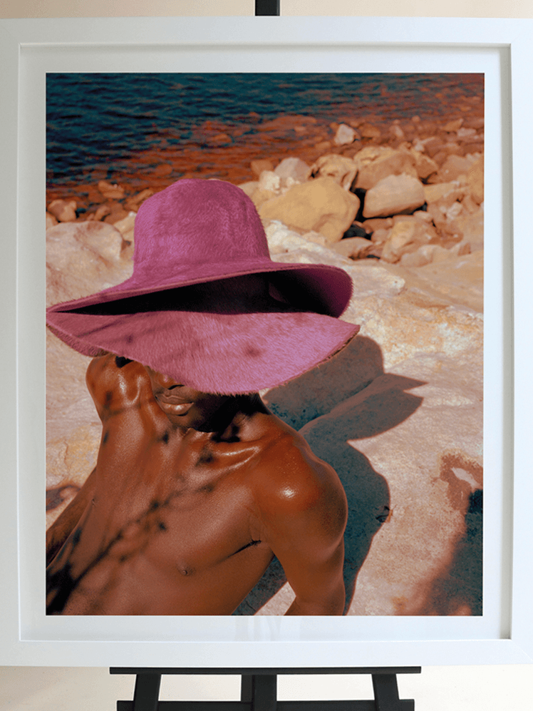 Image may contain: Clothing, Apparel, Hat, Electronics, Monitor, Display, Screen, Sun Hat, Human, and Person