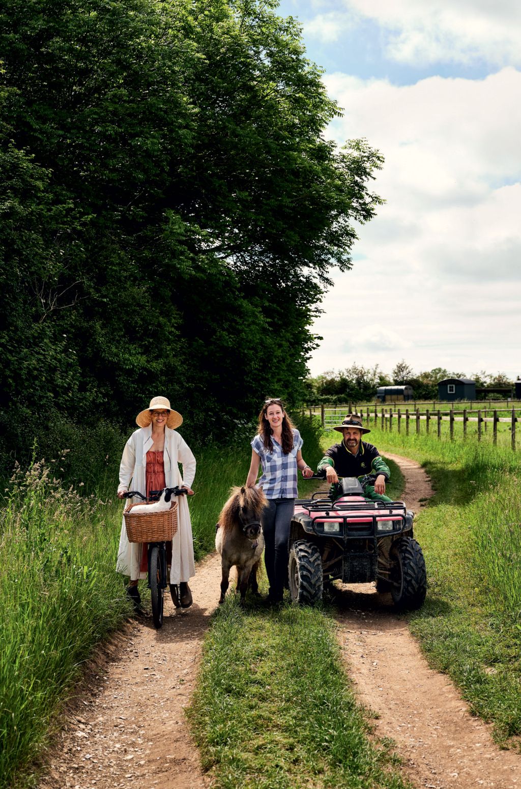 Ali Eden Adam and Shetland pony Merle on the farm not far from The Gathering Camp. Adam with George Wissett