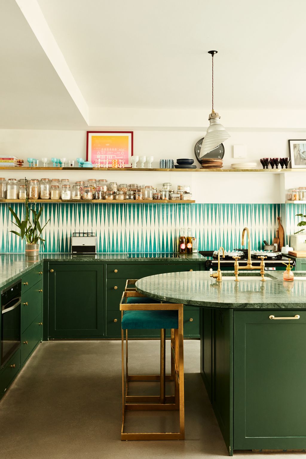 My passion for turquoise came out of the glasses my mother used to collect which I have on this shelf. They inspired the...